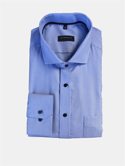 Eterna blå skjorte med elegant mønster. Comfort Fit med ekstra plads 3220 12 E187
